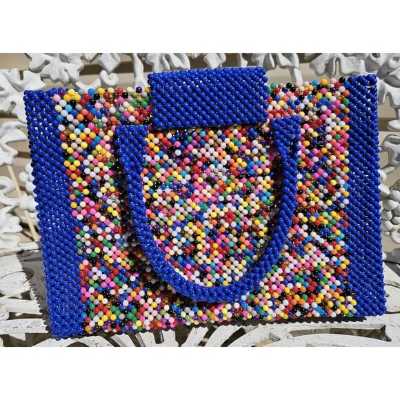 Handmade Multi-Colored Beaded Handbag EC! - Picture 7 of 12